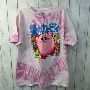 Kirby Women's Tie Dye Graphic Tee Pink Blue Japanese Nintendo HAL Lab Size L